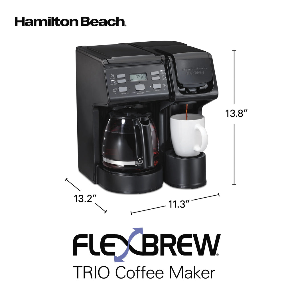 Hamilton Beach FlexBrew Trio Coffee Maker, Single Serve or 12 Cups, Black Y3492