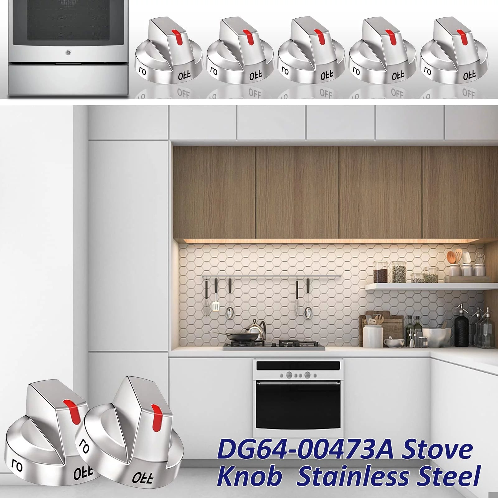 Samsung Range Oven Burner Control Dial Knob 5 Pack DG64-00473A L171014