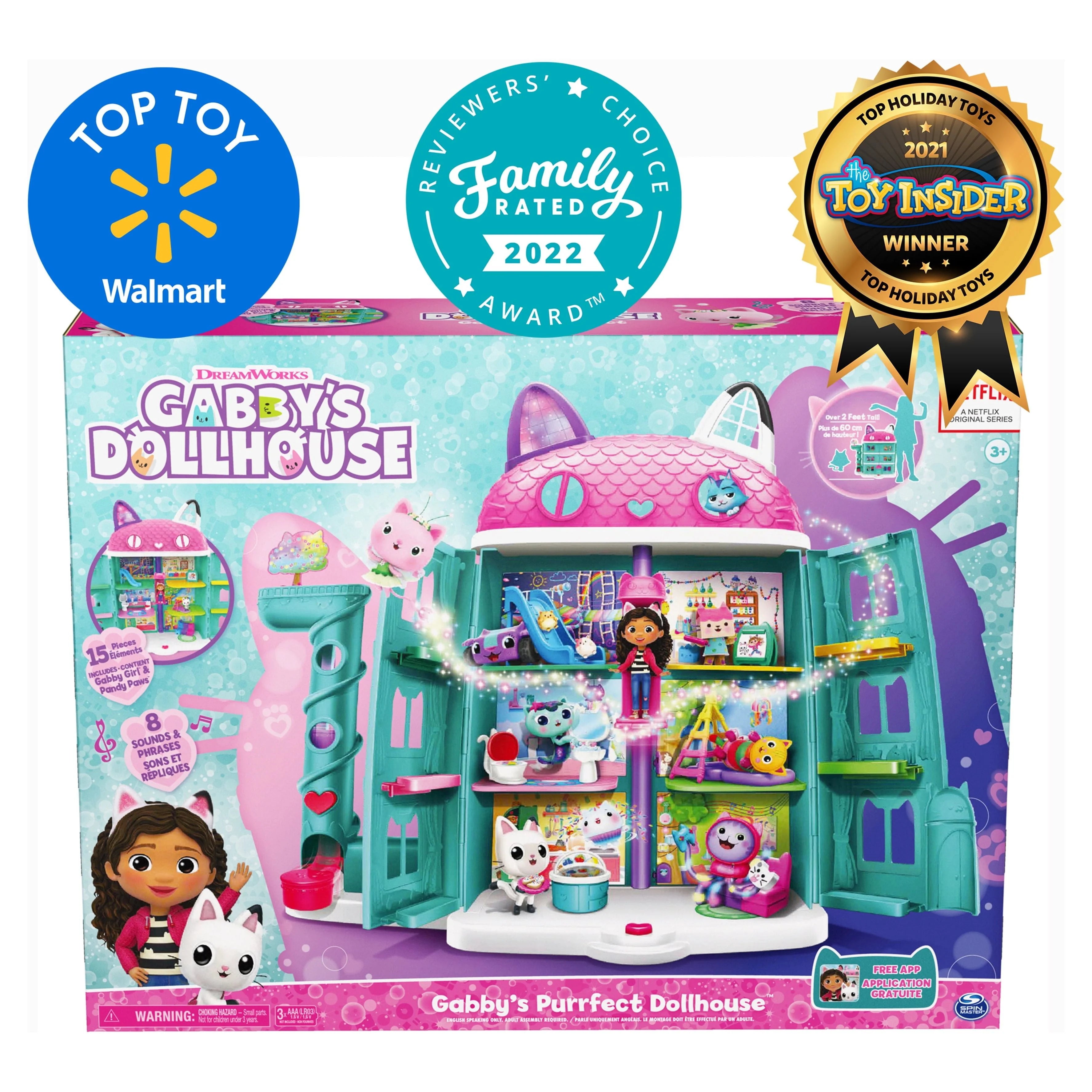 Gabby's Dollhouse Purrfect 2-Foot Tall Playset with Sounds, 15 Pieces C973894