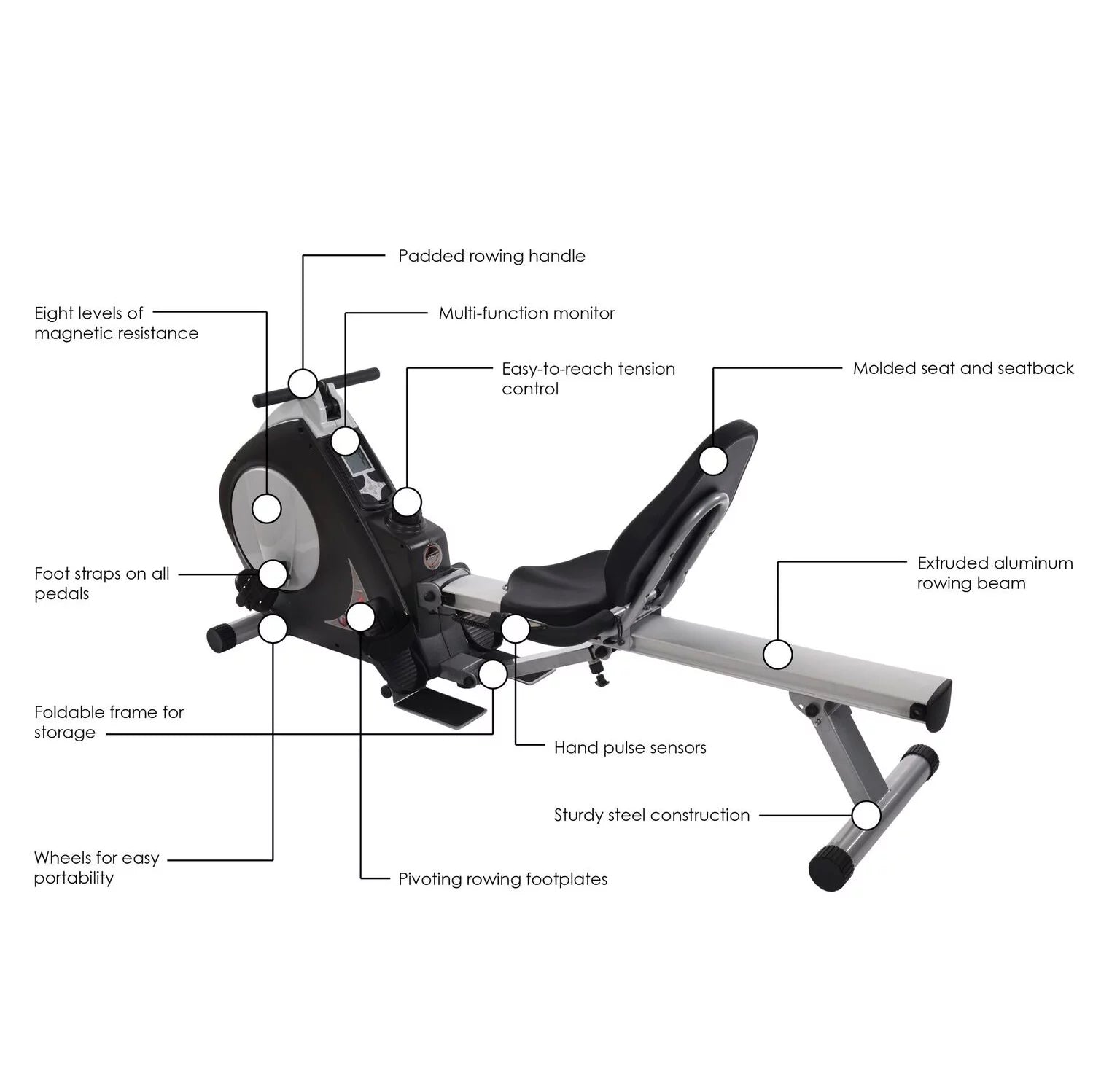Stamina Conversion 2 in 1 Recumbent Exercise Bike and Rower Machine, Magnetic Resistance M74908