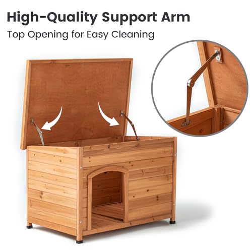 TAKUKA Outdoor Wooden Dog House for Small Medium Large Dogs, Waterproof with Wooden Floor M6908