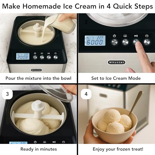 Whynter Ice Cream Maker 2.1 Qt Automatic with Built-In Compressor, Stainless Steel J810