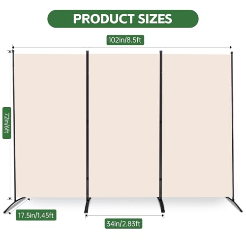 Room Divider Folding Privacy Screens, 3 Panel Portable Partition Q514484