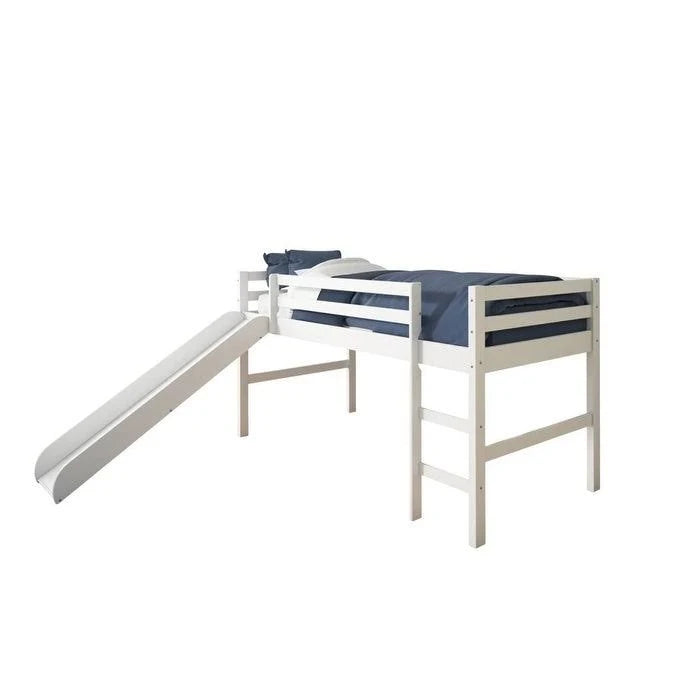 Donco Kids Twin Loft Tent Bed with Slide, Light Espresso Y977