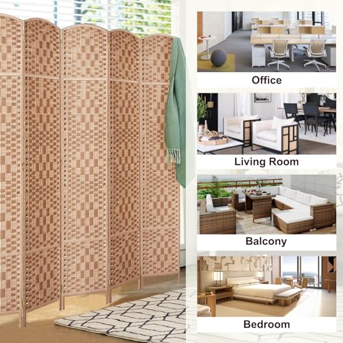 Rose Home Fashion 6 ft Tall Room Divider 4 Panel Folding Privacy Screen, Dark Coffee C8634