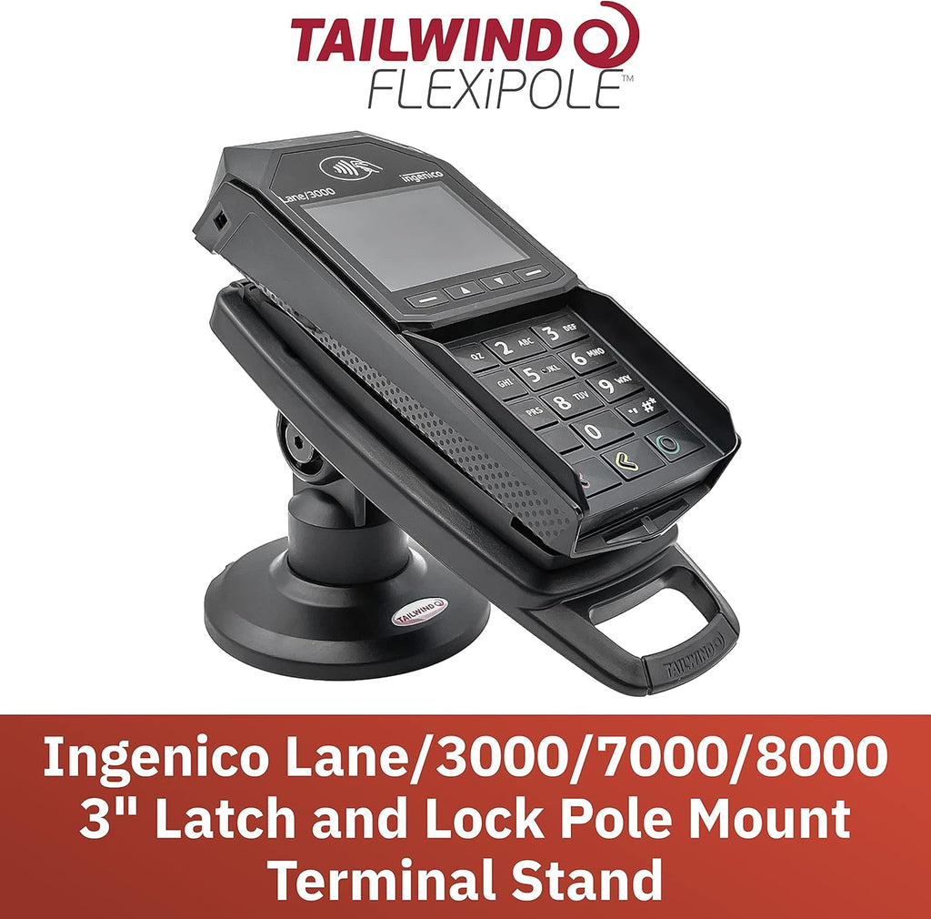 ENS Tailwind Ingenico 3" Latch and Key Lock Terminal Stand, Black W781460