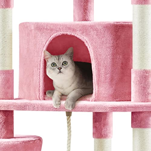 Yaheetech Multi-Level Cat Tree with Scratching Posts, Plush Perches and Condo, Dark Gray and White V70137