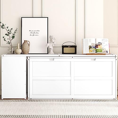 Merax Queen Murphy Bed with Rotable Desk, Storage Shelves, Grey W17874