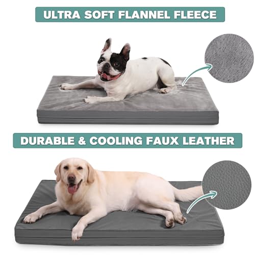 Vonabem Waterproof Dog Bed Large Medium Sized Dogs Outdoor Orthopedic Crate Pad Washable Gray 35"x22" C409