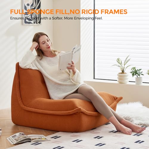 Giant Bean Bag Chair Sofa with Memory Foam for Adults and Kids, Caramel X927258