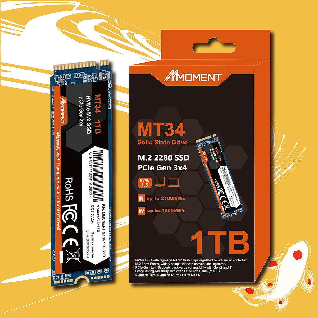 Moment 1TB NVMe M.2 2280 PCIe Gen 3x4 Internal SSD A989681