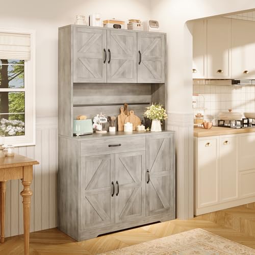 72" Tall Storage Cabinet with Adjustable Shelves & Steel Frame, Dark Grey F5479