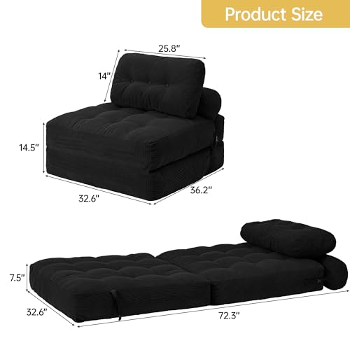 Folding Sofa Bed Convertible Sleeper Chair with Pillow, Grey L546