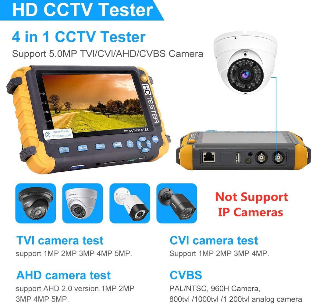 5 Inch 4 in 1 CCTV Monitor Tester with Coaxial and PTZ Cable Test W6282