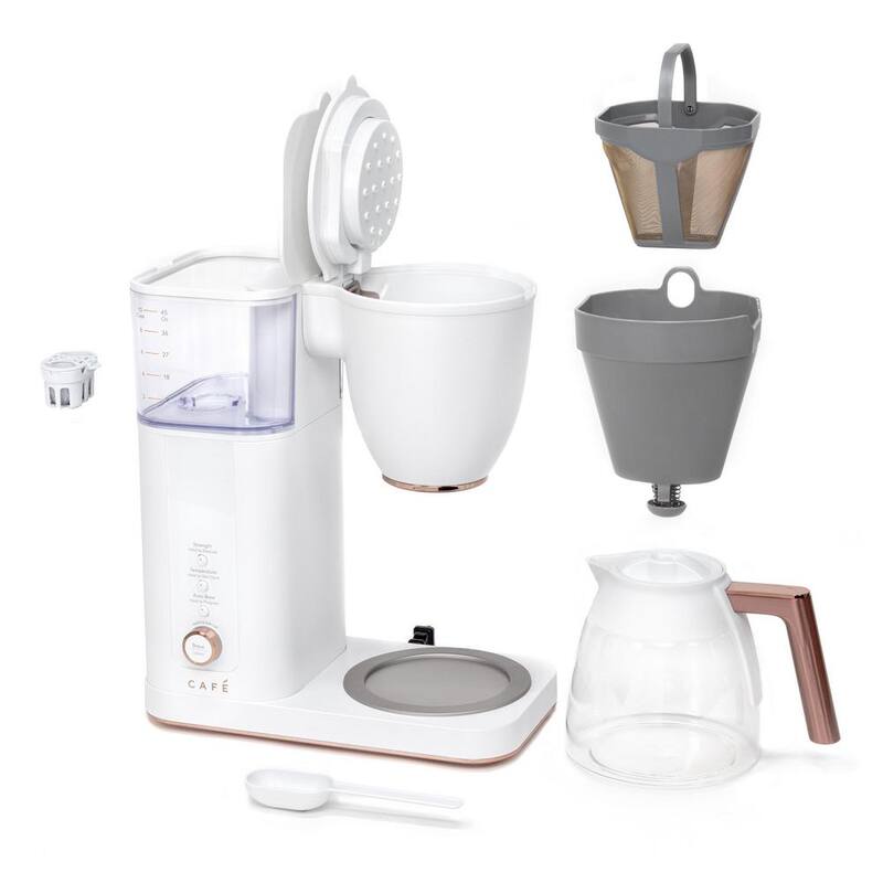 10 Cup Matte White Drip Coffee Maker with Glass Carafe W972947