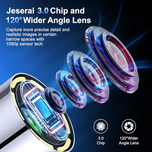 JESERAL 5" HD 1080P Articulating Borescope Camera with 6.2mm IP67 Waterproof Probe F3398