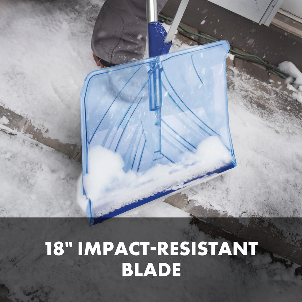 Snow Joe Shovelution Strain-Reducing Snow Shovel, 18-Inch Poly Blade L7115