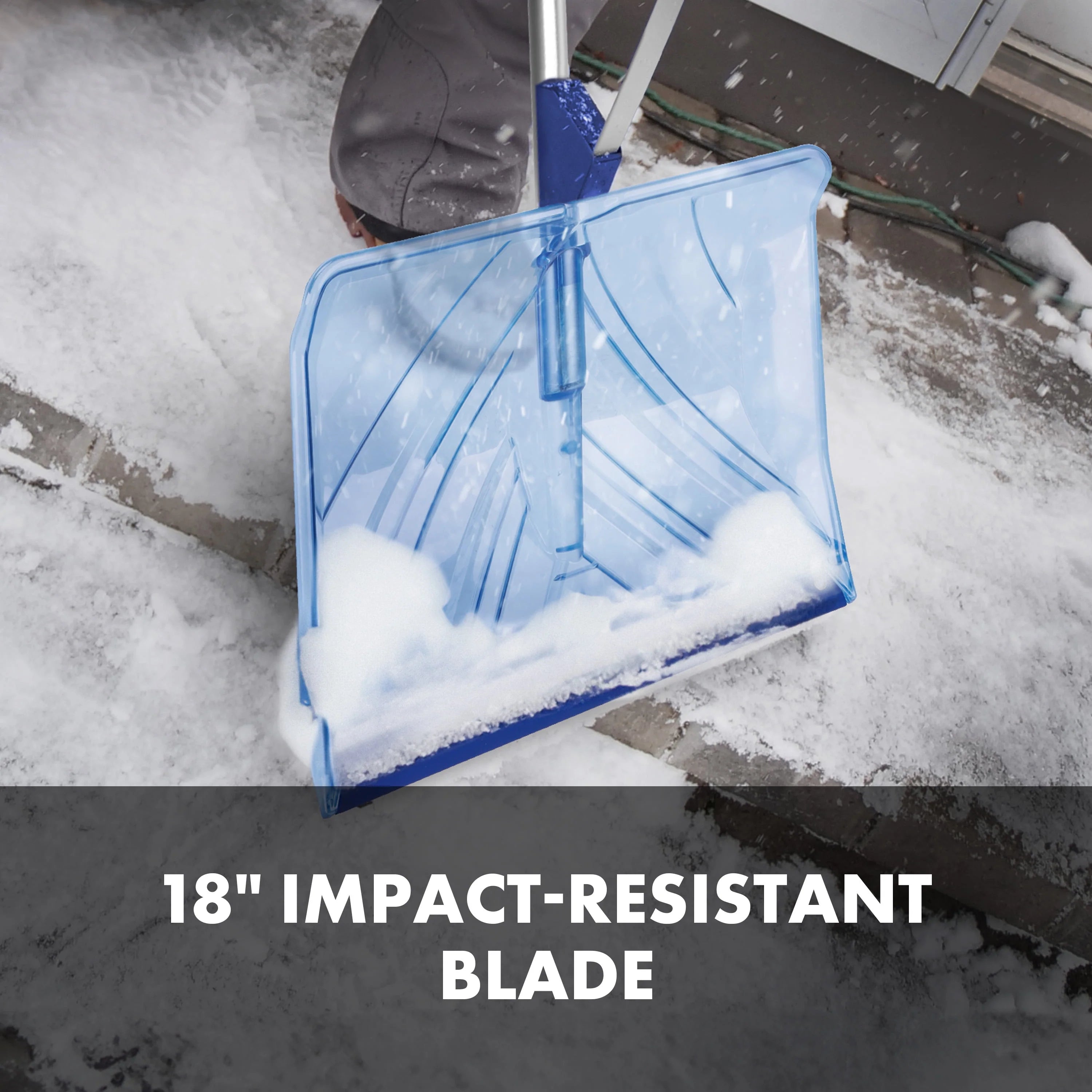 Snow Joe Shovelution Strain-Reducing Snow Shovel, 18-Inch Poly Blade L7115