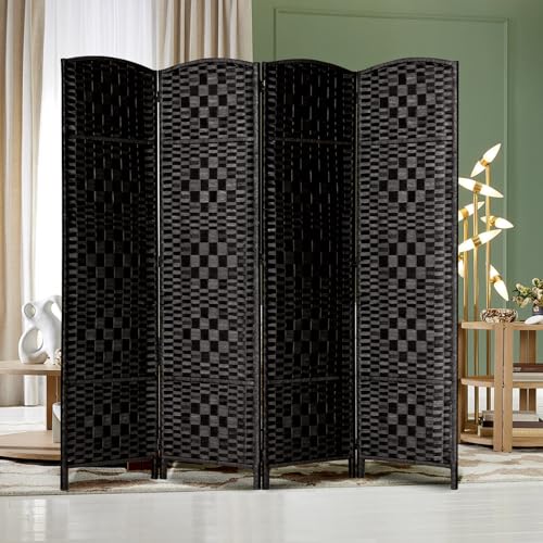 Rose Home Fashion 6 ft Tall Room Divider 4 Panel Folding Privacy Screen, Dark Coffee C8634