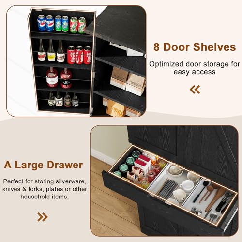72" Tall Storage Cabinet with Adjustable Shelves & Steel Frame, Dark Grey F5479