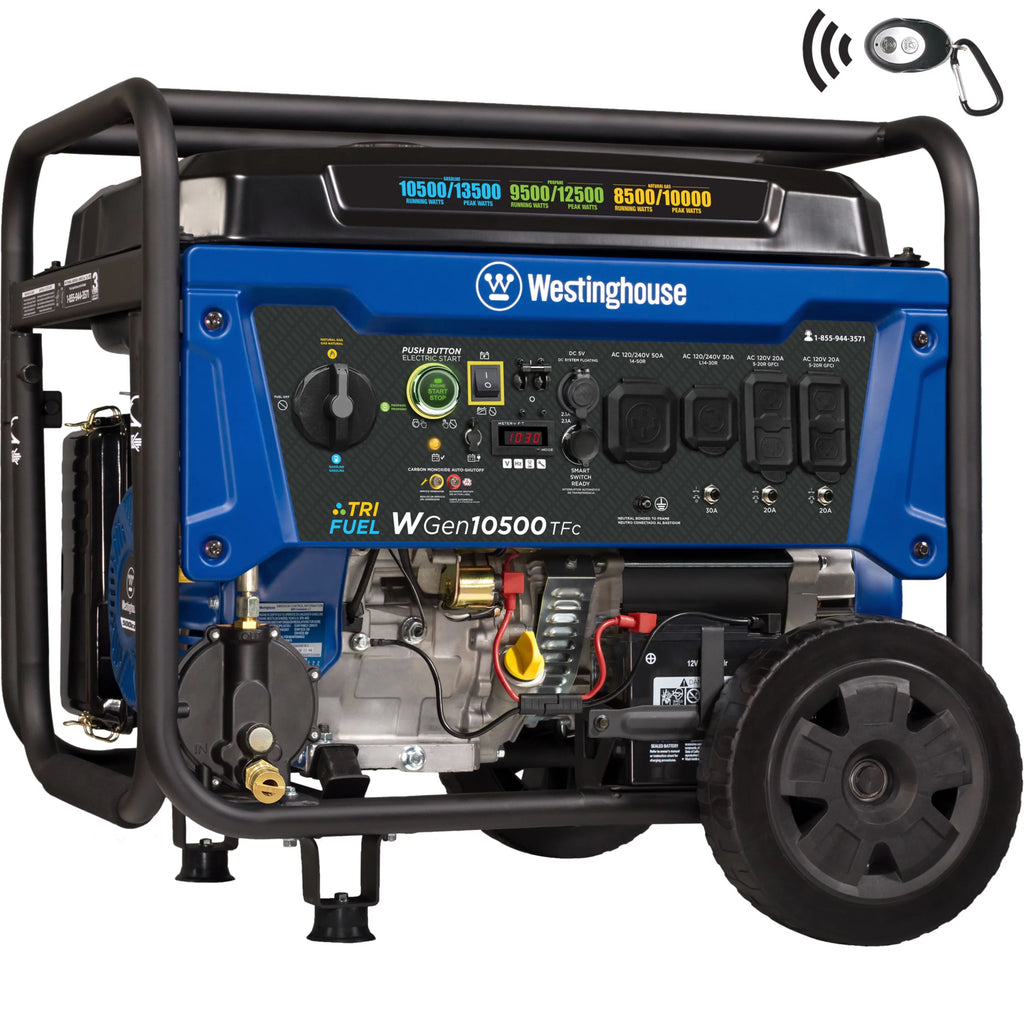 Westinghouse 12,500 Peak Watt Dual Fuel Portable Generator, Gas/Propane Y811