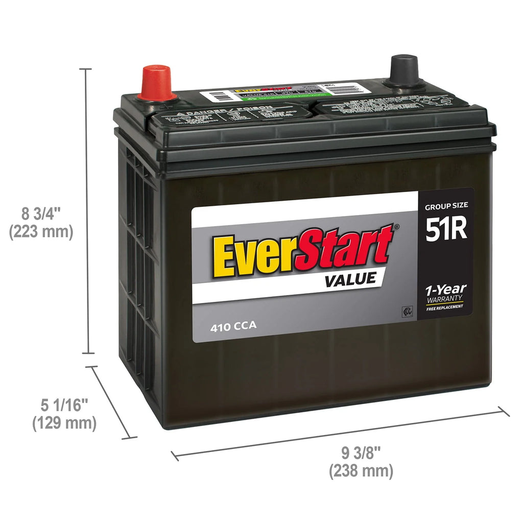 EverStart Value Lead Acid Automotive Battery Group Size 51R 12 Volt Z113578