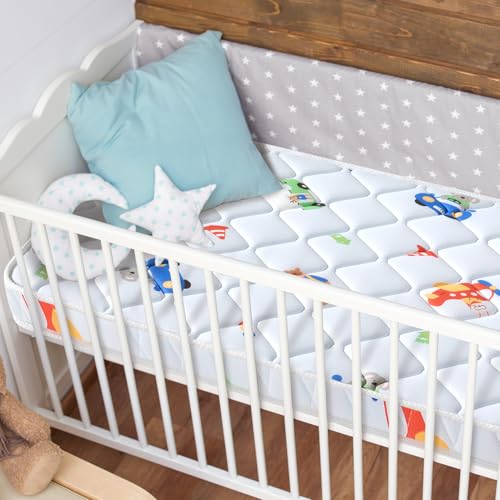 Premium Crib & Toddler Mattress, 100% Knitted Fabric, Hypoallergenic, 5" Thick, Fits Standard Cribs W252468