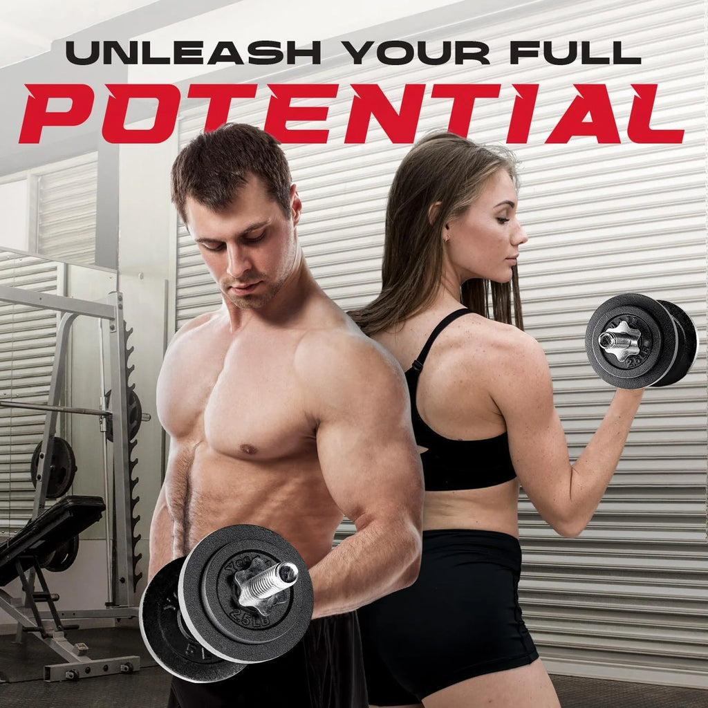 Yes4All 200 lbs Adjustable Dumbbell Set, Cast Iron Pair D6439