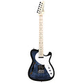 Grote Electric Guitar Semi-Hollow Body Single F-Hole Printed Tele Style Guitar Full-Size Basswood with Canadian Maple neck Chrome Hardware Picks (Blue)