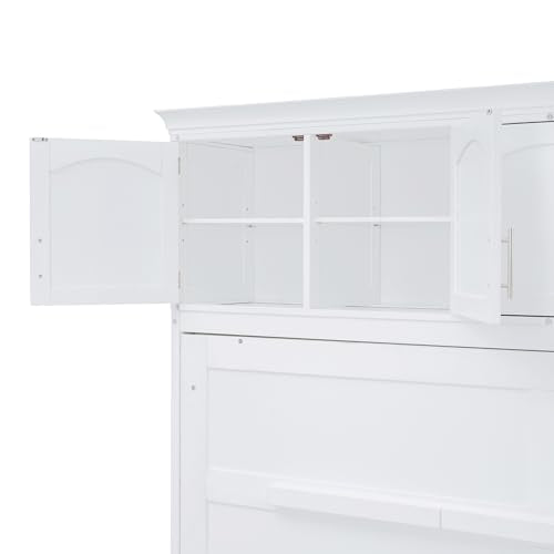 Full Size Murphy Bed with Drawers, Cabinets and USB Ports, Gray D589081