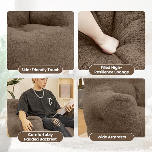 Bean Bag Chair with Filler, Tufted Soft Stuffed, Black B61630