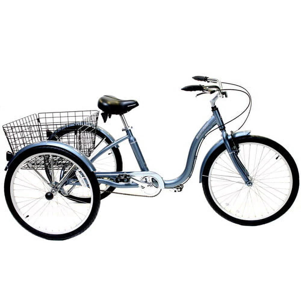 Schwinn Meridian Adult Tricycle, 24-Inch Wheels, Rear Basket, Slate R53749