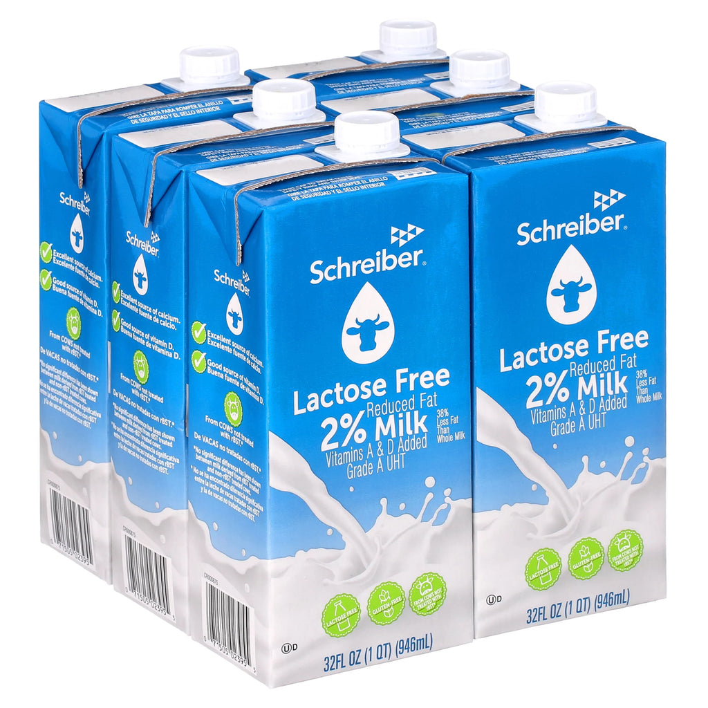 Schreiber Shelf Stable Lactose Free Milk, 32oz, Pack of 6 D763766