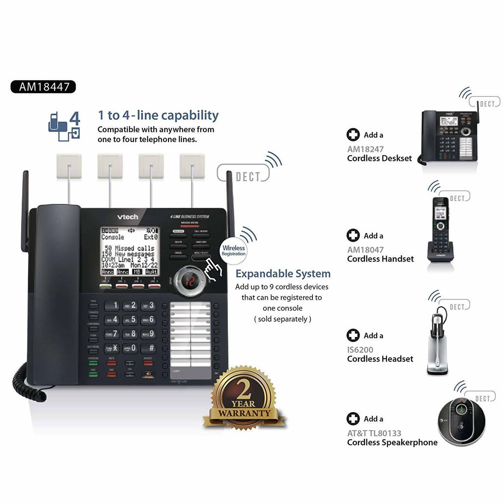 Vtech Am18447 Main Console 4-Line Expandable Office Phone System K31036