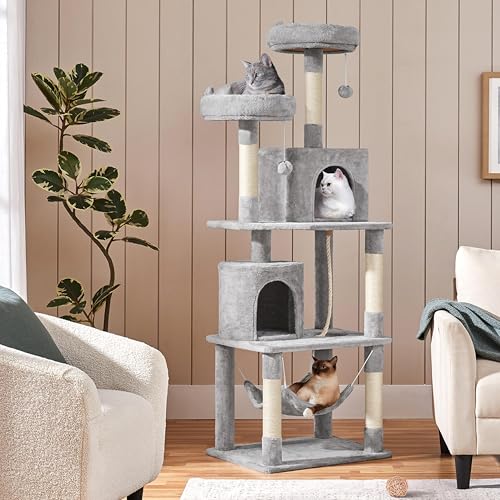 Yaheetech 62.5in Cat Tree with Platform & Hammock, Dark Gray L747397