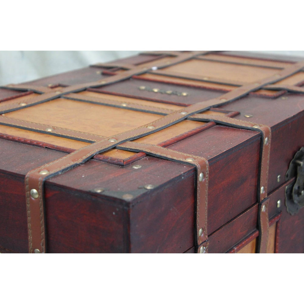 Vintiquewise Large Antique Style Steamer Trunk Storage Box B965742