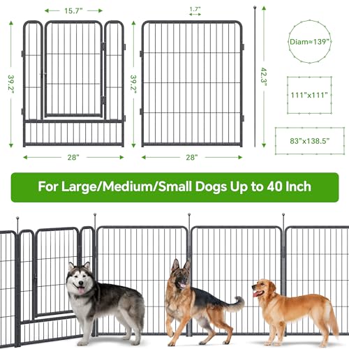 Mr Ironstone Dog Playpen 40" Height 8 Panels Portable Foldable Indoor Outdoor Pet Fence D44635