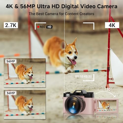 4K 56MP Digital Camera with WiFi and Flip Screen X96040