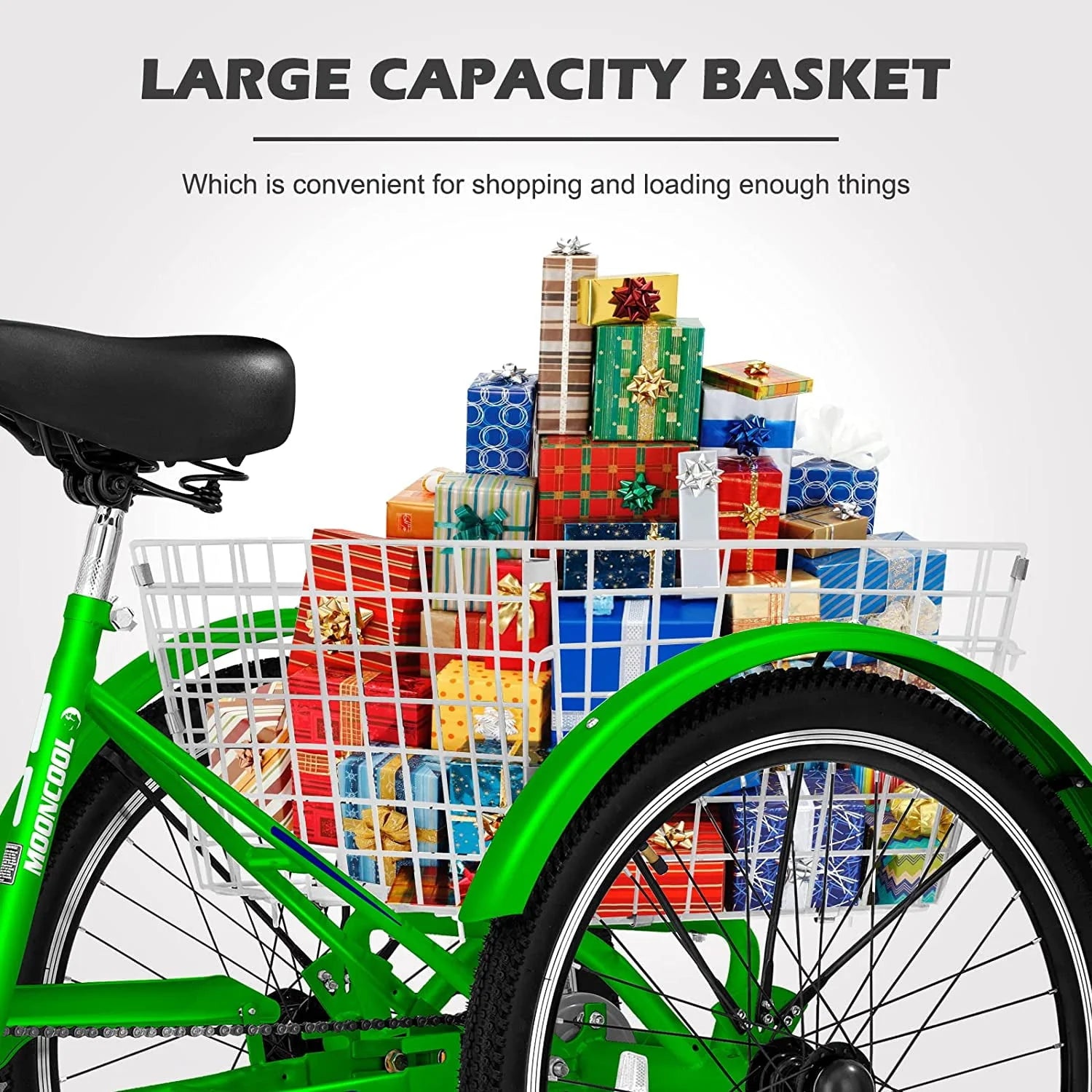 FICISOG 26 Adult Tricycle, 3 Wheel 7 Speed, 450lbs Capacity with Basket X547