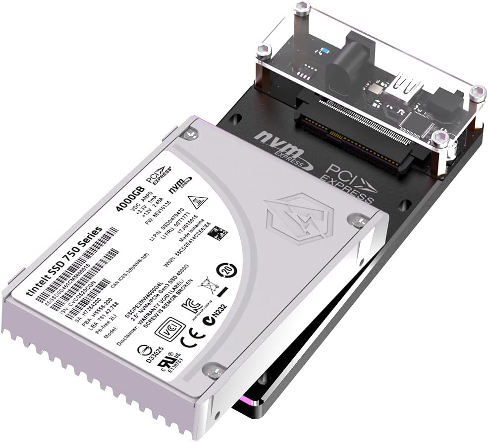 AODUKE 2.5" Inch U.2 PCIE NVME Hard Drive Enclosure SFF-8639 Expansion Card, Compatible USB3.2 10Gbps to U.2 NVMe SSD Reader Converter Docking Station-AJU2-1