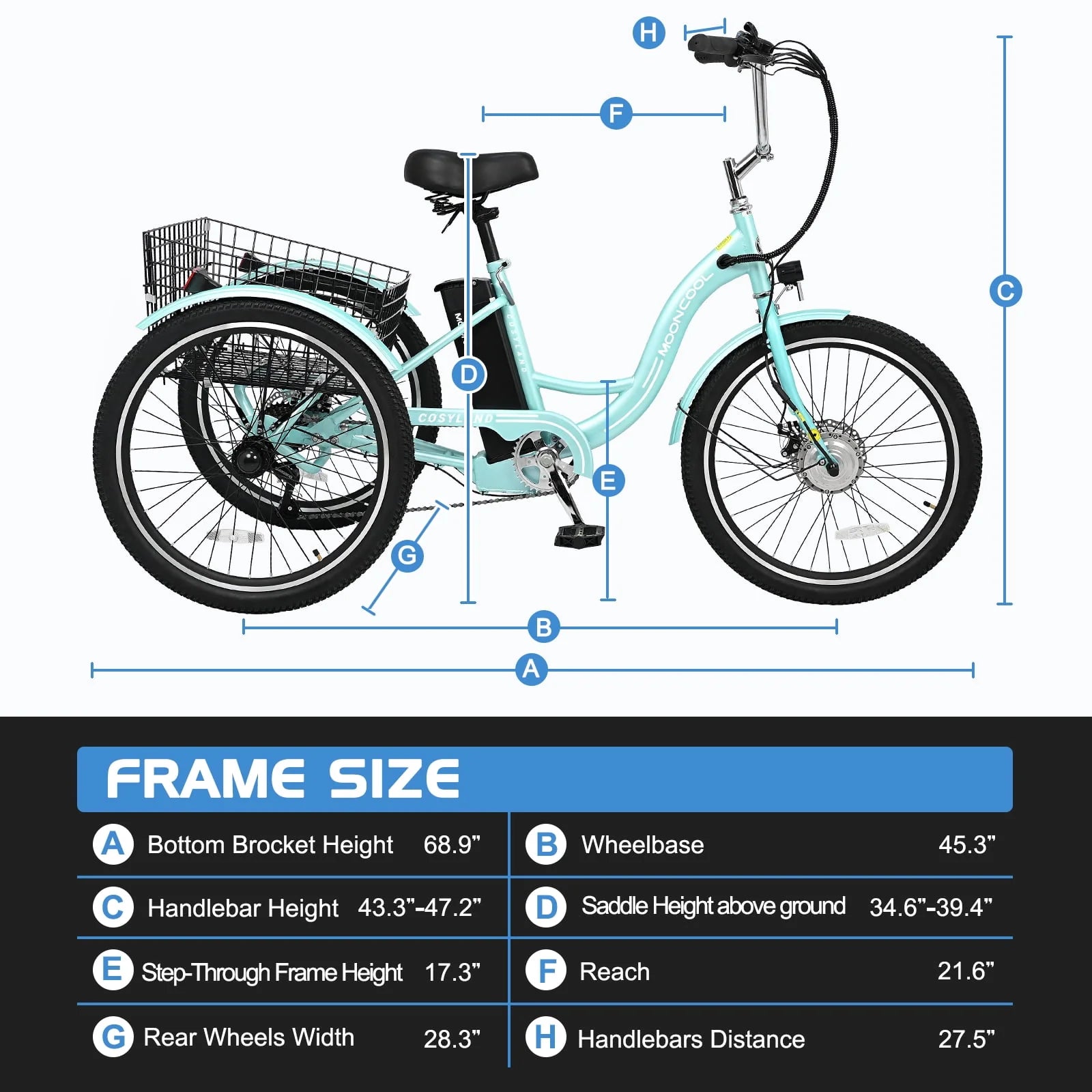 Lilypelle Adult Electric Tricycle 3-Wheel Bike for Seniors E1378