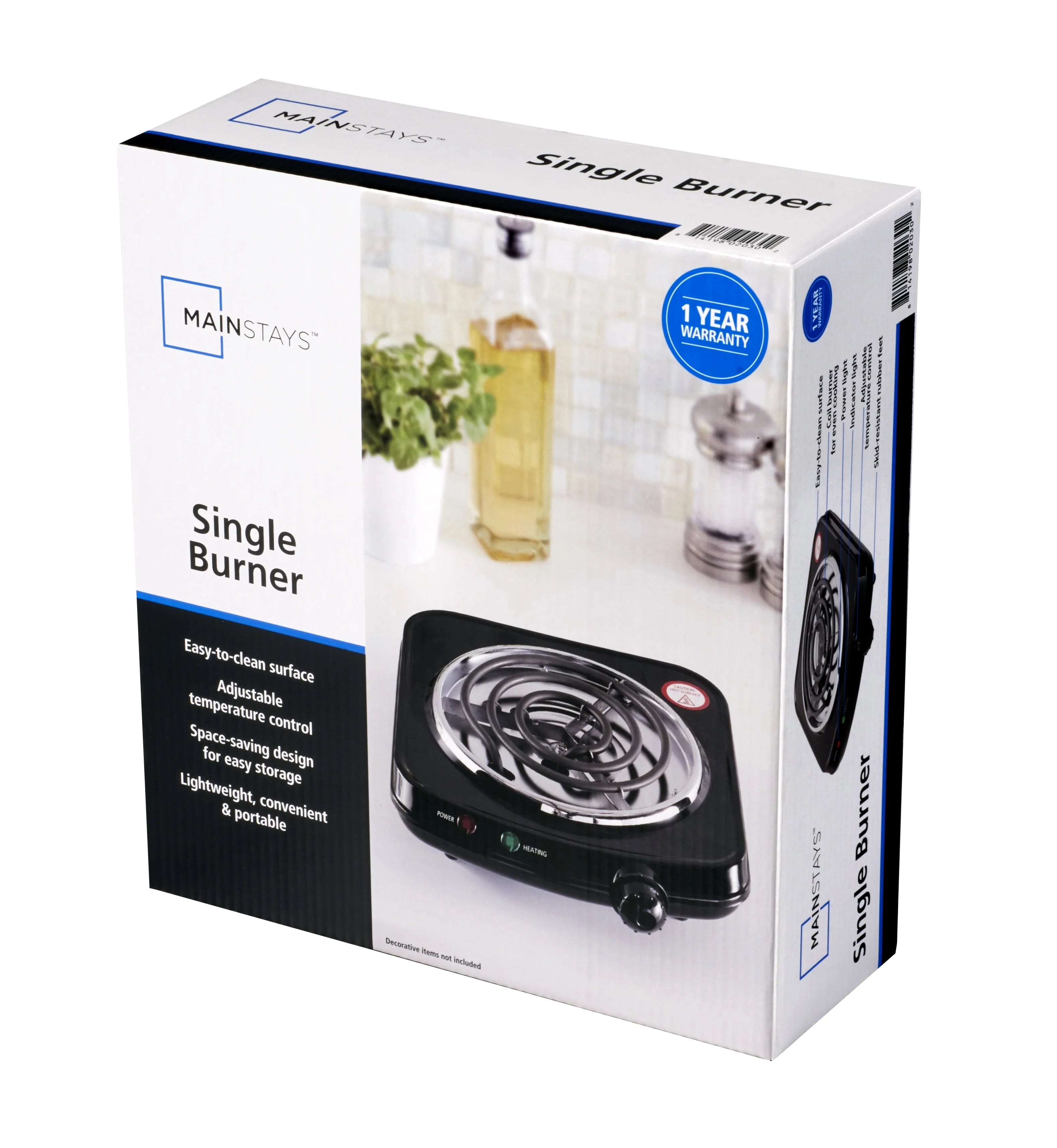 Mainstays Single Burner, 1100W Portable Electric Cooktop F59236