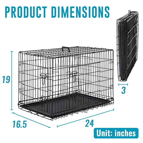FDW Dog Crate for Large Dogs 48 Inch Folding Metal Wire Cage Double Door N1299