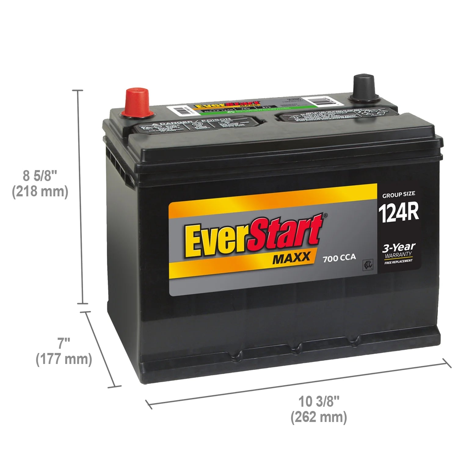 EverStart Maxx Lead Acid Automotive Battery Group Size 124R 12V 700 CCA M7057