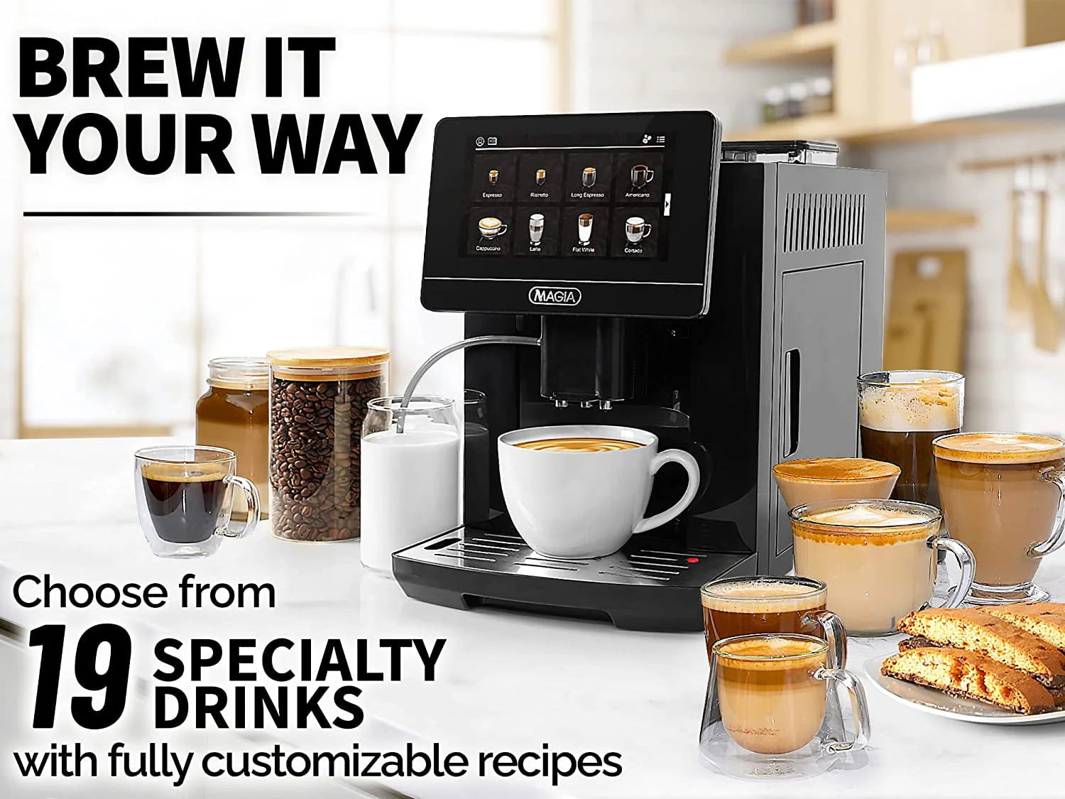 Zulay Kitchen Magia Super Automatic Espresso Machine 1800ml Black Y69142