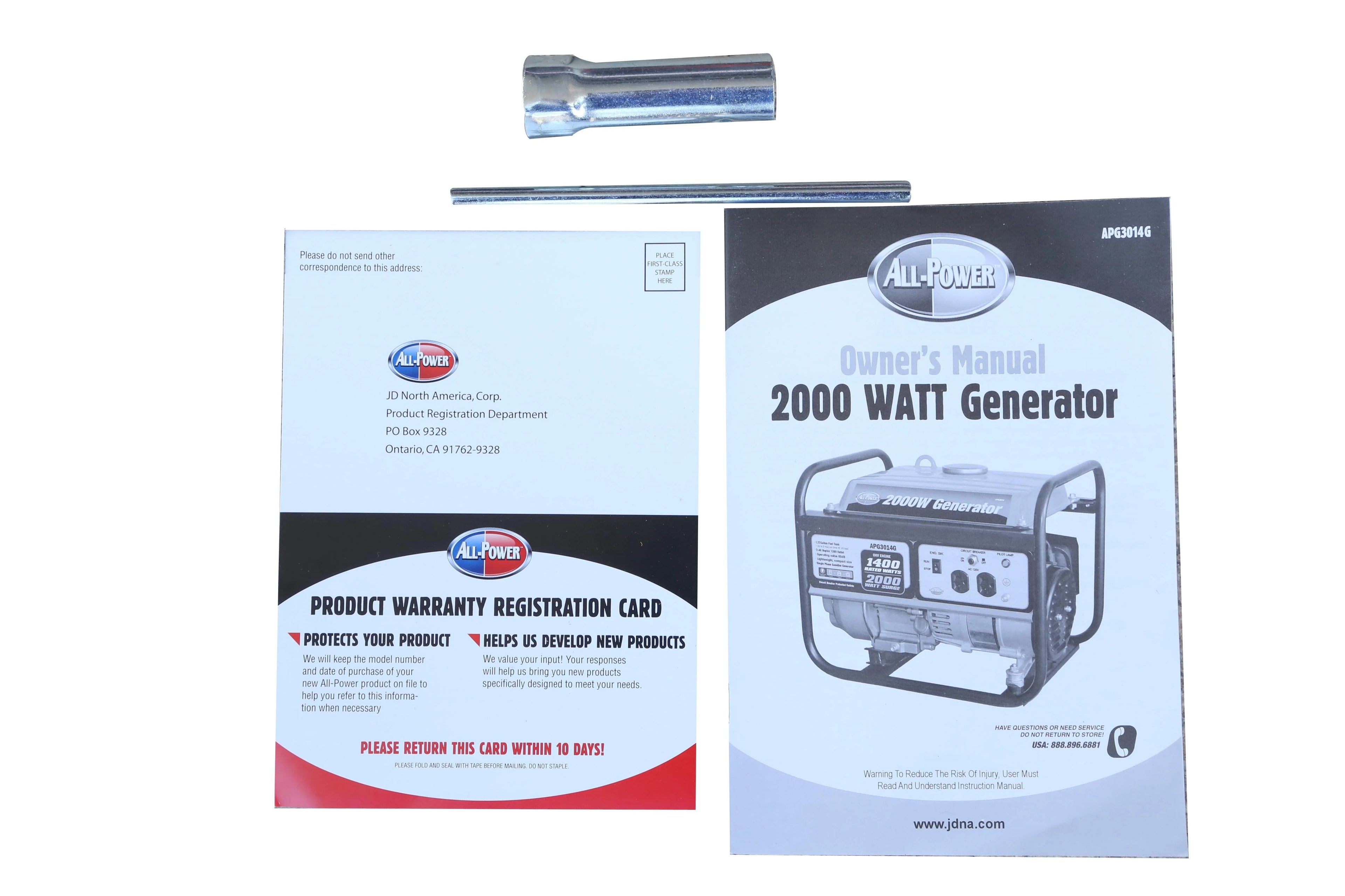 All Power APG3014G 2000W Portable Gas Generator Y228654