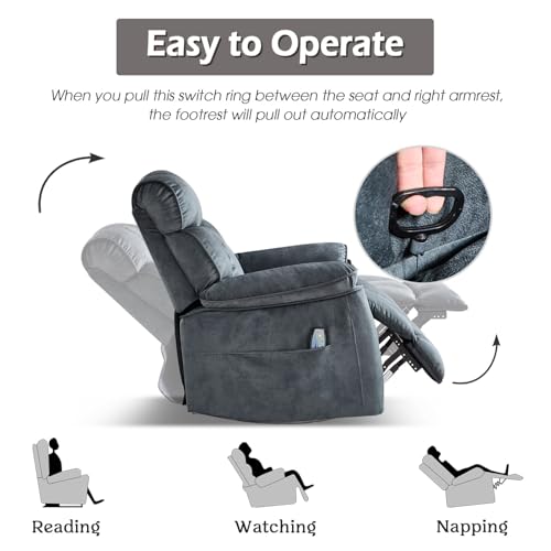 INZOY Massage Swivel Rocker Recliner with Heat and Vibration, Brown G989
