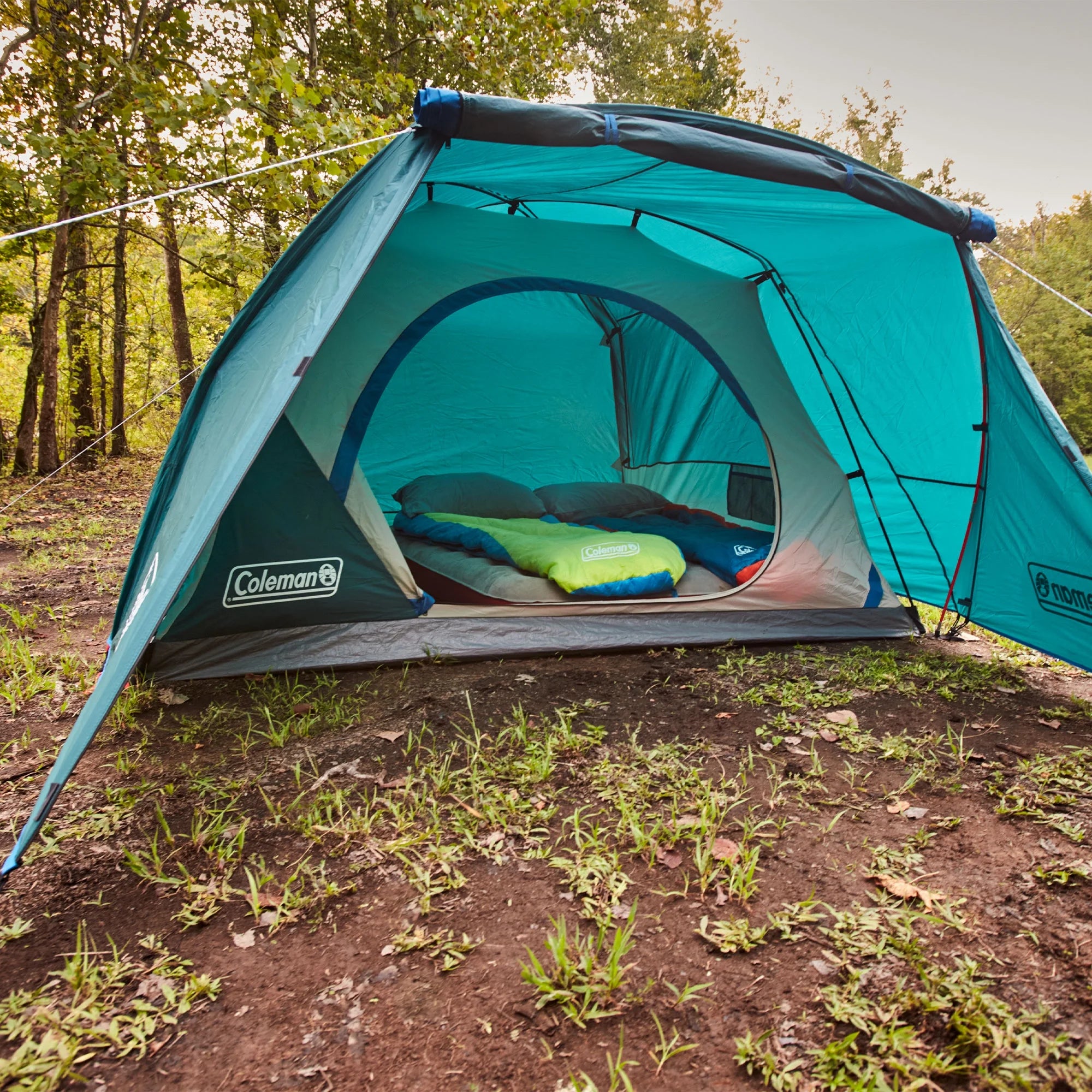 Coleman Skydome 4 Person Camping Tent with Full-Fly Vestibule, Evergreen F398