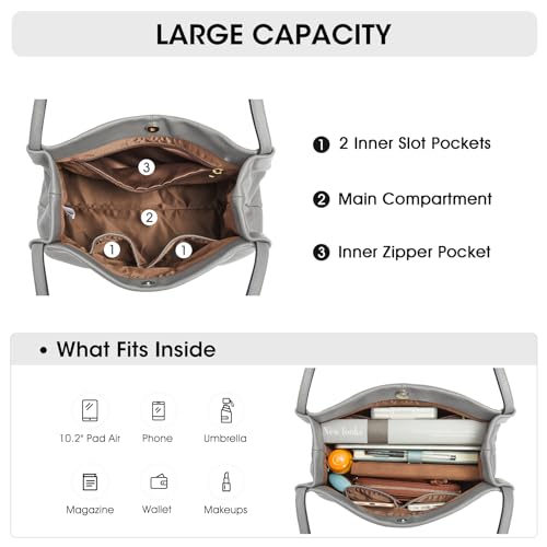 Kattee Leather Tote Bag for Women, Casual Shoulder Hobo Purse with Magnetic Snap Closure U606