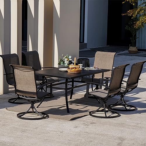 7-Piece Patio Dining Set for 6 with Swivel Chairs and Rectangular Table P2318